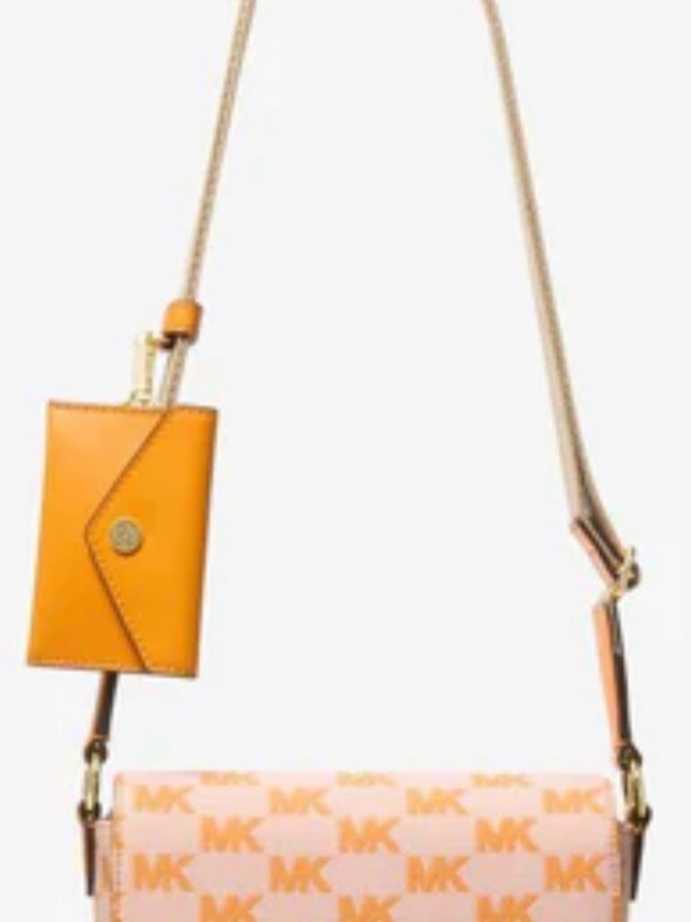 Michael Kors Pink MK Logo Crossbody with Orange Card Holder